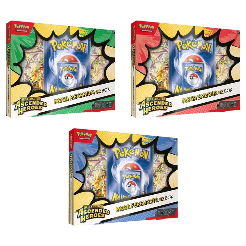 Pokémon TCG: Mega Evolution Ascended Heroes Mega ex Box (Meganium, Emboar, Feraligatr)